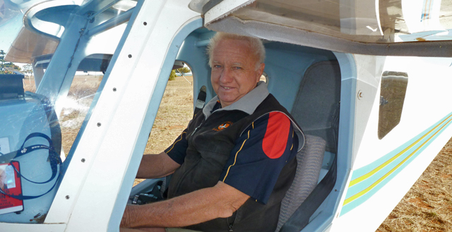 Tex sitting in the aircraft